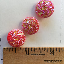 Load image into Gallery viewer, Red Glass Buttons - Three/ 1930s Buttons / 1940s Buttons / Vintage Glass Buttons / Vintage Sewing Notions