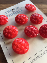 Load image into Gallery viewer, Red Glass Buttons -  Eight/ 1930s Buttons / 1940s Buttons / Vintage Glass Buttons / Vintage Sewing Notions / Vintage Sewing Supplies