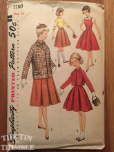 Load image into Gallery viewer, Girl's 1950s Simplicity Pattern #1780 Sz 10 Bust 28" - Vintage Simplicity / 50s Girl's Pattern / Skirt Jacket / Girl's Jacket Pattern