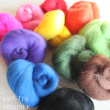 Load image into Gallery viewer, Mixed Wool Roving Pack -Small Quantities of Merino Wool Roving for Felting and Crafts - 1.5 Oz Total - Rainbow
