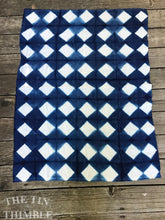 Load image into Gallery viewer, Indigo and Shibori Fabric / Linen Silk Blend / Itajime Shibori / Hand Made / Made in USA / 34" x 45"