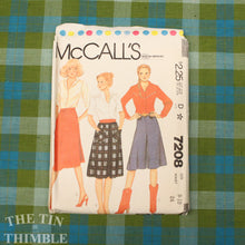 Load image into Gallery viewer, Culottes Pattern / 1980's Sewing Pattern for Women / McCall's 7208 / Waist 24 / Wrap Skirt Pattern / 1980s Skirt Pattern /QUICK LIST