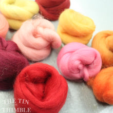 Load image into Gallery viewer, Small Quantities of Merino Wool Roving for Felting and Crafts - 1.5 Oz Total - Mixed Warm Tones