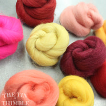 Load image into Gallery viewer, Small Quantities of Merino Wool Roving for Felting and Crafts - 1.5 Oz Total - Mixed Warm Tones