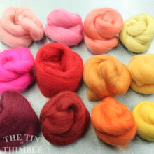 Load image into Gallery viewer, Small Quantities of Merino Wool Roving for Felting and Crafts - 1.5 Oz Total - Mixed Warm Tones