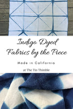 Load image into Gallery viewer, Indigo Dyed / Itajime Shibori / 100% Cotton / Hand Made / Made in USA / Shibori Fabric / 67" x 26" / Shibori by Yard / Small Batch / #4
