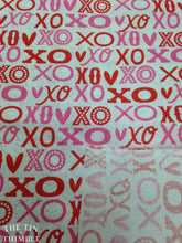 Load image into Gallery viewer, Valentine Printed Cotton - 1 1/2 Yards - Pink Red Valentines / Kiss Hug Print / XO Fabric / XO Print / Valentine Fabric / Valentine Cotton