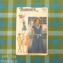 Load image into Gallery viewer, Women's V Neck Dress Pattern / Butterick 4227 / Bust 36 / T-Shirt Dress / Size 14 / Stretch Dress Pattern / 70s Dress Pattern / QUICK LIST