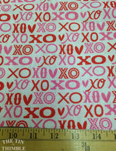 Load image into Gallery viewer, Valentine Printed Cotton - 1 1/2 Yards - Pink Red Valentines / Kiss Hug Print / XO Fabric / XO Print / Valentine Fabric / Valentine Cotton