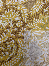 Load image into Gallery viewer, Brown & Yellow Cotton / Paisley Print / Floral Yardage / Brown Floral / Cotton by Yard / Brown Yellow White Fabric / Brown Yellow Print