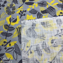 Load image into Gallery viewer, Kokka Canvas / Open Weave Cotton / Graphic - 1 Yard - Cotton Fabric / Canvas / Japanese / 100% Cotton Canvas / Printed Canvas / Grey Yellow
