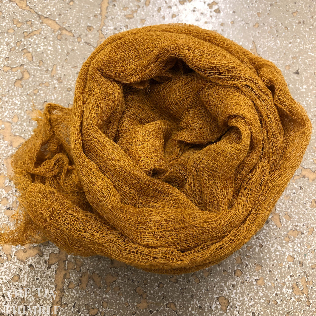 Hand Dyed Cotton Gauze Scrim Cheesecloth Scarf for Nuno Felting in Goldenrod / Scarf for Felting or Wearing as Is