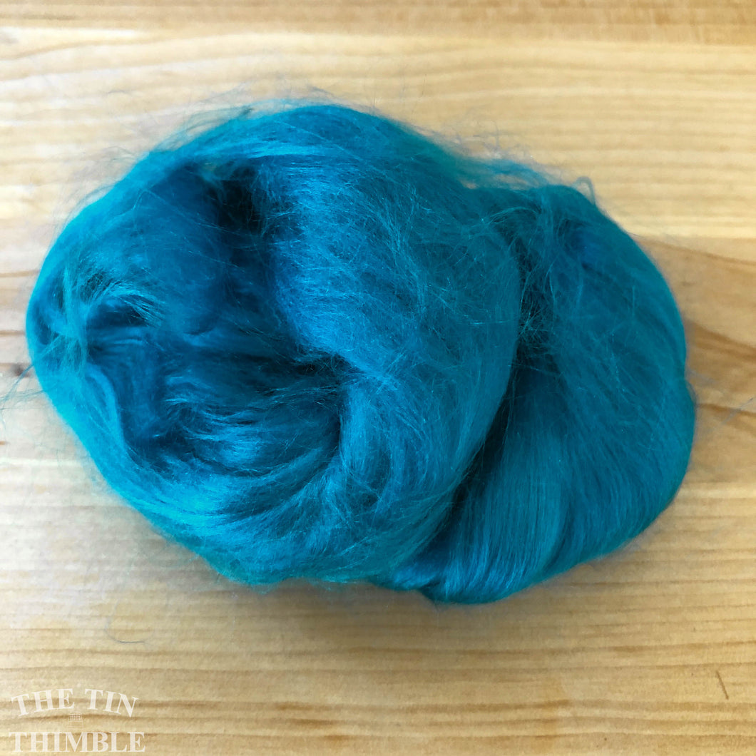 Cultivated Bombyx (Mulberry) Silk Fiber for Spinning or Felting in Cobalt Blue - 3.5 Grams or More