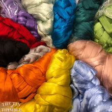 Load image into Gallery viewer, Cultivated Bombyx (Mulberry) Silk Fiber for Spinning or Felting in Saffron - 3.5 Grams or More