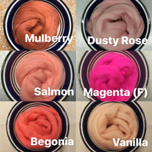 Load image into Gallery viewer, Dusty Rose Pink Merino Wool Roving - 21.5 micron -1 oz - For Nuno Felting, Wet Felting, Weaving, Spinning and More