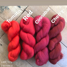 Load image into Gallery viewer, Red Merino Wool Roving / 21.5 micron -1 oz- Nuno Felting / Wet Felting / Felting Supplies / Needle Felting / Fiber Supply