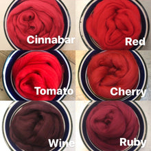 Load image into Gallery viewer, Red Merino Wool Roving / 21.5 micron -1 oz- Nuno Felting / Wet Felting / Felting Supplies / Needle Felting / Fiber Supply