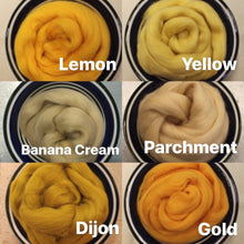 Load image into Gallery viewer, Dijon Gold Merino Wool Roving - 21.5 micron -1 oz - For Nuno Felting, Wet Felting, Weaving, Spinning and More
