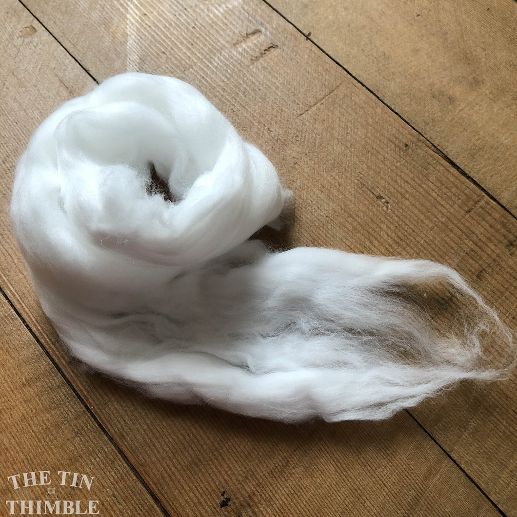 Snow Mountain Nylon Fiber for Felting, Spinning, Dyeing, Weaving - 1/4 Oz - Pure White