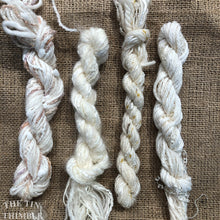 Load image into Gallery viewer, Fiber Frenzy Bundle / Mixed Bundle of Yarn in Off White / Great for Felting / Approximately 24 Yards / 8 Strands Each 3 Yards Long