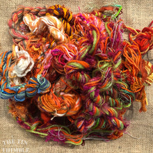 Load image into Gallery viewer, Fiber Frenzy Bundle / ONE Mixed Skein of Yarn in Orange / Great for Felting / Approximately 24 Yards / 8 Strands Each 3 Yards Long