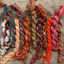 Load image into Gallery viewer, Fiber Frenzy Bundle / ONE Mixed Skein of Yarn in Orange / Great for Felting / Approximately 24 Yards / 8 Strands Each 3 Yards Long
