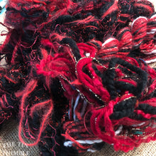 Load image into Gallery viewer, Fiber Frenzy Bundle / ONE Mixed Bundle of Yarn in Queen of Hearts / Great for Felting / Approximately 24 Yards / 8 Strands Each 3 Yards Long