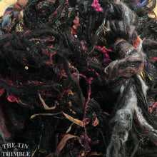 Load image into Gallery viewer, Fiber Frenzy Bundle / ONE Mixed Skein of Yarn in Black / Great for Felting / Approximately 24 Yards / 8 Strands Each 3 Yards Long
