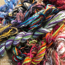 Load image into Gallery viewer, Fiber Frenzy Bundle / Mixed Bundle of Yarn in Multi Color / Great for Felting / Approximately 24 Yards / 8 Strands Each 3 Yards Long

