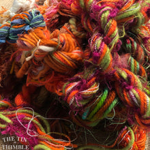 Load image into Gallery viewer, Fiber Frenzy Bundle / ONE Mixed Skein of Yarn in Orange / Great for Felting / Approximately 24 Yards / 8 Strands Each 3 Yards Long
