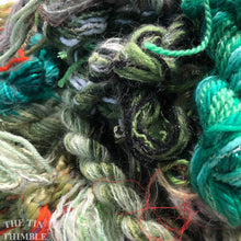 Load image into Gallery viewer, Fiber Frenzy Bundle / ONE Mixed Skein of Yarn in Green / Great for Felting / Approximately 24 Yards / 8 Strands Each 3 Yards Long