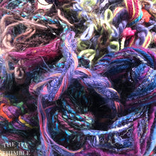 Load image into Gallery viewer, Fiber Frenzy Bundle / ONE Mixed Skein of Yarn in Purple/ Great for Felting / Approximately 24 Yards / 8 Strands Each 3 Yards Long