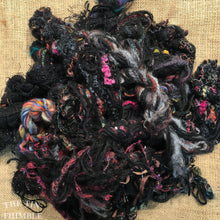 Load image into Gallery viewer, Fiber Frenzy Bundle / ONE Mixed Skein of Yarn in Black / Great for Felting / Approximately 24 Yards / 8 Strands Each 3 Yards Long