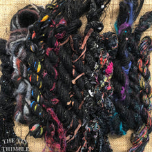 Load image into Gallery viewer, Fiber Frenzy Bundle / Mixed Bundle of Yarn in Black / Great for Felting / Approximately 24 Yards / 8 Strands Each 3 Yards Long

