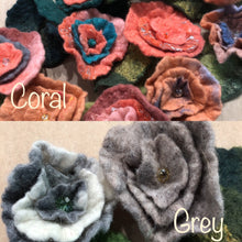 Load image into Gallery viewer, Hand Felted &quot;Bitty Blossom&quot; - Small Flower for Gift, Embellishment, Hair Accessory, Brooch - Hand Made with Wool &amp; Silk Fibers
