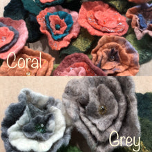 Load image into Gallery viewer, Hand Felted "Bitty Blossom" - Small Flower for Gift, Embellishment, Hair Accessory, Brooch - Hand Made with Wool & Silk Fibers
