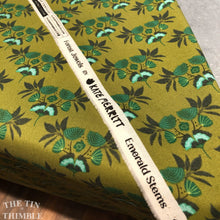 Load image into Gallery viewer, Certified Organic Cotton - "Emerald Stems" print for the line Forest Jewels - 1 Yard
