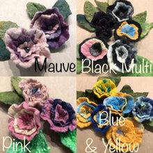 Load image into Gallery viewer, Hand Felted "Bitty Blossom" - Small Flower for Gift, Embellishment, Hair Accessory, Brooch - Hand Made with Wool & Silk Fibers