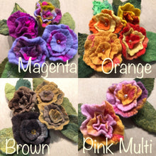 Load image into Gallery viewer, Hand Felted "Bitty Blossom" - Small Flower for Gift, Embellishment, Hair Accessory, Brooch - Hand Made with Wool & Silk Fibers