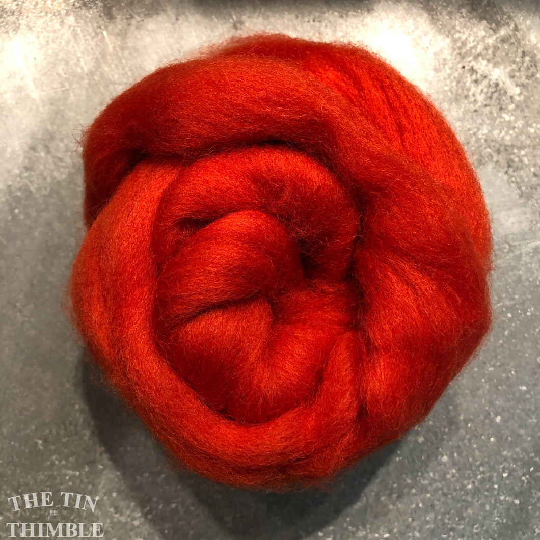Pumpkin CORRIEDALE Wool Roving - 1 oz - Roving for Felting and Weaving