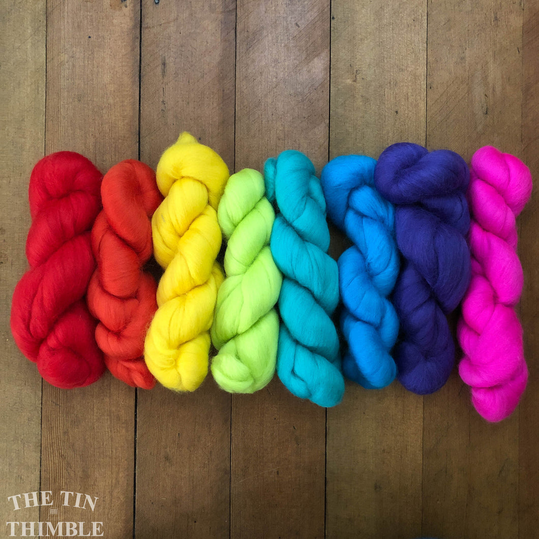 Merino Wool Roving Pack - The Rainbow - Eight Colors, 1 Ounce Each - High Quality Merino Wool for Felting, Weaving and Spinning