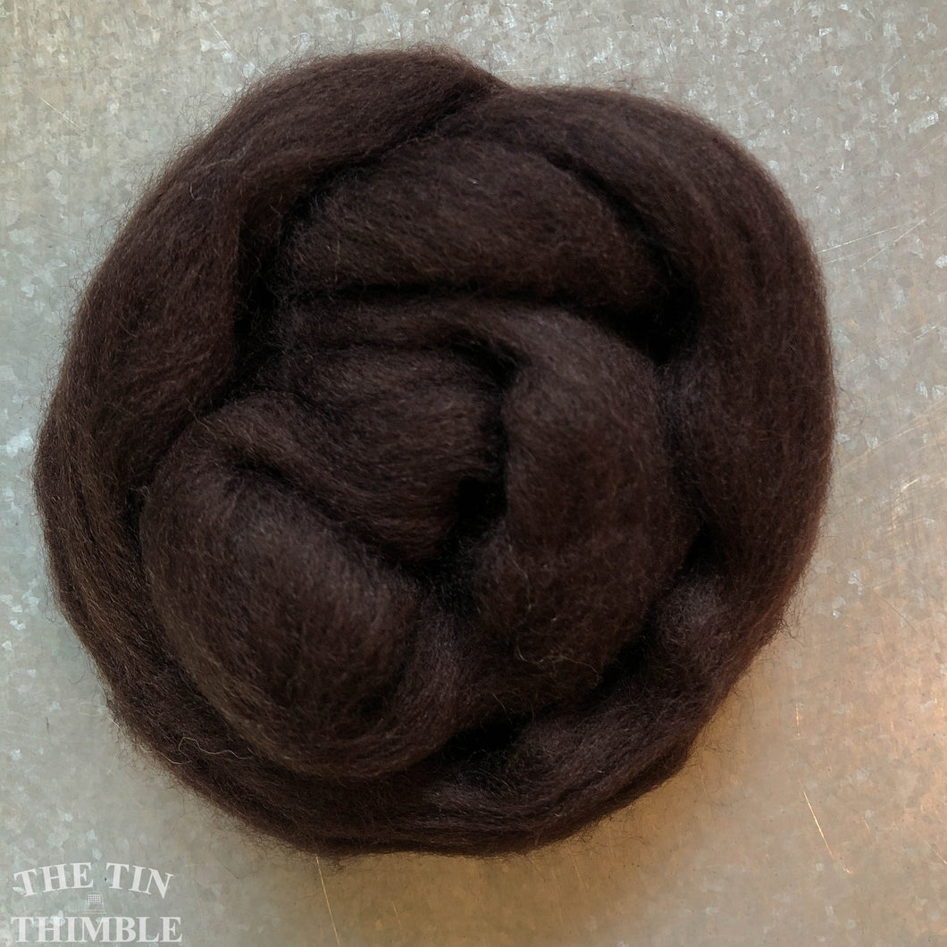 Dark Brown CORRIEDALE Wool Roving - 1 oz - Nuno Felting / Wet Felting / Felting Supplies / Hand Felting / Needle Felting / Fiber Art
