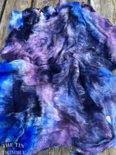 Load image into Gallery viewer, Hand Dyed Silk Mulberry Lap Fiber for Spinning or Felting in Stormy Sky / Blue &amp; Purple 100% Silk Laps Similar to Silk Hankies
