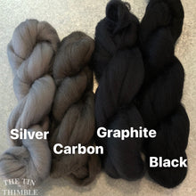Load image into Gallery viewer, Carbon Merino Wool Roving - 21.5 micron -1 oz - Great for Nuno, Wet and Needle Felting - OEKO Tex 100 Certified