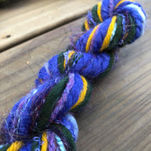 Load image into Gallery viewer, Nuno Felted Scarf Supply Kit - Pansy Purple & Green - Merino Wool Roving, Silk Chiffon Scarf, Embellishments