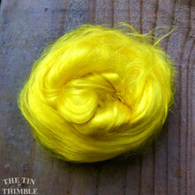 Load image into Gallery viewer, Cultivated Bombyx (Mulberry) Silk Fiber for Spinning or Felting in Sun Yellow - 3.5 Grams or More