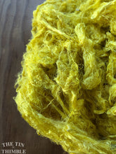 Load image into Gallery viewer, Hand Dyed Throwsters Waste Silk Fiber for Felting, Spinning or Weaving - 1/8 Oz - Bright Yellow
