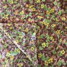 Load image into Gallery viewer, Vintage 1950s Screen Printed Acetate in a Soft Floral Print  - Brown, Green and Yellow Vintage Fabric