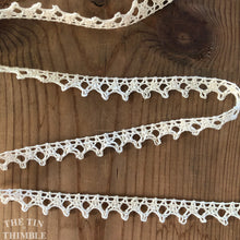Load image into Gallery viewer, Crocheted Cotton Lace Trim - By the Half Yard - 1" Wide - Vintage Off White