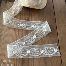 Load image into Gallery viewer, Antique Cotton Embroidered Lace Trim - 1 3/4 Inches Wide - By the Half Yard - Ivory Cotton